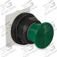 SCHNEIDER Mushroom Head Push Button: Green, 30 mm Mounting Size, Non-Metallic, Momentary (MPN 9001SKR24G). Key specifications — Brand: SCHNEIDER; Action: Momentary; Series: 9001SK; Push Button Material Type: Non-Metallic.