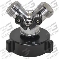 MOON AMERICAN Hazmat Adapter: NH x GHT, Aluminum, Wye Valve Body, Female x Male, Female NH (MPN 428-1520754). Key specifications — Inlet Fitting Type: Female NH; Outlet Size: 3/4 in x 3/4 in; Body Style: Wye; Outlet Type: Male GHT x Male GHT; Valve_Subhead: Female x Male; Fitting Connection: NH x GHT.