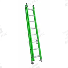 WERNER Extension Ladder: 16 ft Ladder Size, Fiberglass, 375 lb Load Capacity, 31 lb Wt, 2 Sections (MPN B7116-2). Key specifications — Color: Green; Brand: WERNER; Included Features: Rope and Pulley; Removable Fly: Removable.