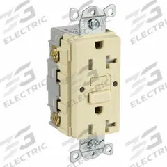 HUBBELL GFCI Receptacle: Duplex, 5-20, Ivory, GFCI, 125V AC, 20 A, 2 Pole / 3 Wire (MPN GFRTR20I)