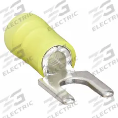 PANDUIT Fork Terminals: Yellow, Nylon, #10 Stud Size, 12 AWG – 10 AWG Wire Range, Std Fork, 600 V (MPN PN10-10F-L). Key specifications — Barrel Style: Insulation Grip; Manufacturer Part Number: PN10-10F-L; Brand: PANDUIT; Series: CT.