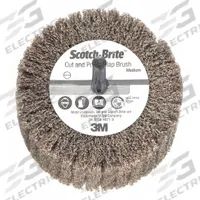 SCOTCH-BRITE Surface Conditioning Flap Wheel: 2 in Dia x 1 in W, 1/4 in Straight-Shank, 80 Grit (MPN 61500297637). Key specifications — Series: CP-FB; Brand: SCOTCH-BRITE.