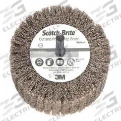 SCOTCH-BRITE Surface Conditioning Flap Wheel: 2 in Dia x 1 in W, 1/4 in Straight-Shank, 80 Grit (MPN 61500297637). Key specifications — Series: CP-FB; Brand: SCOTCH-BRITE.