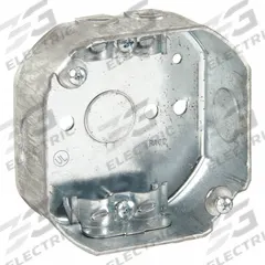 RACO Electrical Box: Steel, Steel Material & Nominal Size, Octagon, 2 Gangs, 1 1/2 in Box Dp (MPN 146). Key specifications — Brand: RACO; Bracket Style: Without Bracket; Clamp Style: KO.