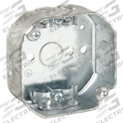 RACO Electrical Box: Steel, Steel Material & Nominal Size, Octagon, 2 Gangs - Ceiling Electrical Boxes