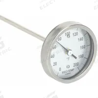 REOTEMP Compost Dial Thermometer: 0°F to 200°F, +/- 1% Accuracy, 72 in Stem Lg, Fahrenheit (MPN A72PF 0-200F). Key specifications — Accuracy: +/- 1%; Thread Type: NPT; Housing Material: Stainless Steel; Brand: REOTEMP; Temperature Units: Fahrenheit.
