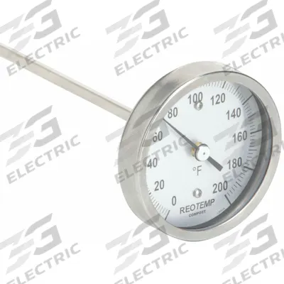 REOTEMP Compost Dial Thermometer: 0°F to 200°F, +/- 1% Accuracy, 72 in Stem Lg - Dial Thermometers for Compost