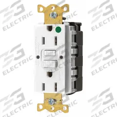 HUBBELL GFCI Receptacle: Hospital Grade Fed. Spec., Decorator Duplex, 5-15R, White, GFCI, 125V AC (MPN SNAPGF82W)