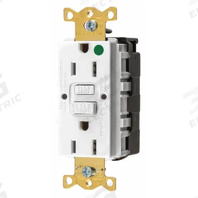 HUBBELL GFCI Receptacle: Hospital Grade Fed. Spec., Decorator Duplex, 5-15R, White, GFCI - General Purpose Receptacles