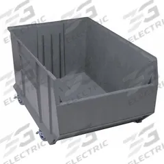 QUANTUM STORAGE SYSTEMS Mobile Bin: 41 7/8 in Overall Lg, 23 7/8 in x 17 1/2 in, Gray (MPN QRB256MOBGY). Key specifications — Mobility: Mobile; Material: Plastic; Brand: QUANTUM STORAGE SYSTEMS; Stackable: Stacking Capable.