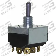 EATON Toggle Switch: 3 Position, 8 Connections, 4PST, Screw Terminals Connection, 7600 Series (MPN 7690K8). Key specifications — AC Contact Rating: 15 A @ 125 V; Switch Function Configuration: On/None/Off; Brand: EATON; Series: 7600; Horsepower: 3/4 hp.