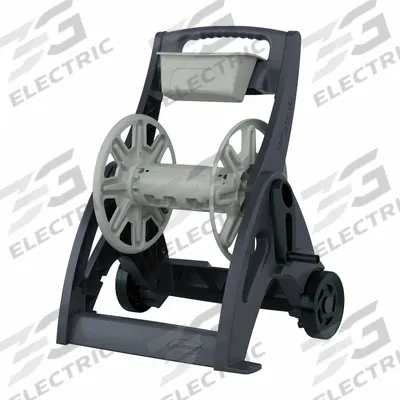 SUNCAST Garden Hose Reel: 225 ft (5/8 in I.D.), 15 in Reel Dia, Tan, 2 Wheels - Plastic Garden Hose Carts