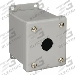 WIEGMANN Push Button Enclosure: 22mm, 1 Holes, Carbon Steel, NEMA 12 (MPN PBGX1). Key specifications — Brand: WIEGMANN; Environments & Applications: Indoor Dust & Water Droplets.