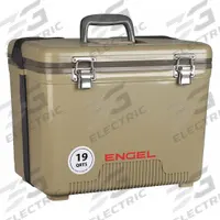 ENGEL Chest Cooler: Tan, 30 Cans, 19 qt Cooler Capacity, 10 day Ice Retention (MPN UC19T). Key specifications — Brand: ENGEL; Drain Plug: Not Included; Wheels Included (FILTER): No.