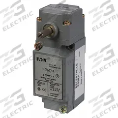 EATON Plug-In Limit Switch: 29 mm Mounting Hole Vertical Center to Center Distance, 90°, Lever-Rod (MPN E50AM1). Key specifications — Manufacturer Part Number: E50AM1; Brand: EATON; Electrical Connection: Screw Terminals; Series: E50.