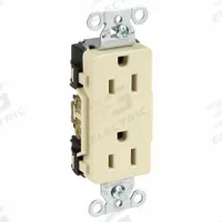 HUBBELL Receptacle: Decorator Duplex, 5-15, Ivory, 125V AC, 15 A, 2 Pole / 3 Wire (MPN DR15I)
