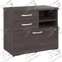 BUSH BUSINESS FURNITURE Storage Cabinet: Dark Gray, Laminate/Wood, 26 in Overall Ht, 2 Shelves (MPN SDF130SGSU-Z). Key specifications — Material: Wood; Brand: BUSH BUSINESS FURNITURE; Color: Dark Gray; Locking: Yes.