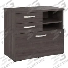 BUSH BUSINESS FURNITURE Storage Cabinet: Dark Gray, Laminate/Wood, 26 in Overall Ht, 2 Shelves (MPN SDF130SGSU-Z). Key specifications — Material: Wood; Brand: BUSH BUSINESS FURNITURE; Color: Dark Gray; Locking: Yes.
