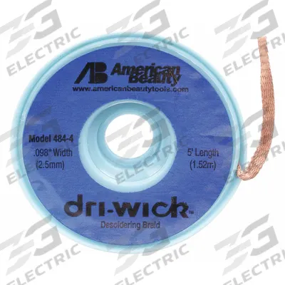 AMERICAN BEAUTY Desoldering Braid: Rosin Flux, # 4, 0.08 in, 5 ft, Blue - Rosin Flux Desoldering Braids