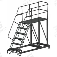 BALLYMORE Mobile Work Platform: 5 ft Platform Ht - Max, 36 in x 60 in, Steel, 800 lb Load Capacity (MPN SEP6-3660). Key specifications — Folding: Not Foldable; Mobility: Rolling; Brand: BALLYMORE; Color: Gray; Height Adjustability: Fixed Height; Includes Handrails: Handrails Included; Locking Mechanism: Foot-Activated Step Lock; Handrails: Includes Handrails.
