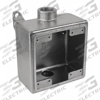 CALBRITE Electrical Box: Stainless Steel, Square, 2 Gangs, 1 in Hub Size, 45 cu in Capacity - Stainless Steel Weatherproof Electrical Boxes