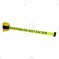APPROVED VENDOR Wall Mounted Retractable Belt Barrier: Screws, 15 ft Belt Lg, Caution Messaging (MPN 828LK1). Key specifications — Message Color: Black; Frame Color: Black/Yellow; Brand: APPROVED VENDOR; Belt Color: Yellow.