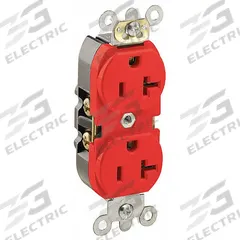 LEVITON Receptacle: Duplex, 5-20, Red, 125V AC, 20 A, 2 Pole / 3 Wire (MPN 5362-R)