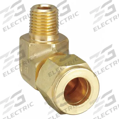 PARKER Compression Fitting Elbow: 1/2 in OD x 1/4 in Pipe Size, Compression x MNPT - Single-Ferrule Brass Compression Fittings