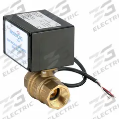 WATERCOP Electrically Actuated Two-Way Ball Valve: 1 1/4 in, Brass, 120V AC, FNPT x FNPT, Straight (MPN EHW26AJP01). Key specifications — Included Mounting: ISO 5211 Actuator Mounting Pad; Brand: WATERCOP; Stem Material: Nickel-Plated Brass.