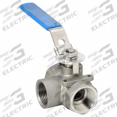 APPROVED VENDOR Manual Three-Way Ball Valve: 1 in, 316 Stainless Steel, L Flow, FNPT x FNPT x FNPT (MPN G-SSTW-100). Key specifications — Brand: APPROVED VENDOR; Handle: Locking Lever.