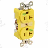 HUBBELL Receptacle: Duplex, 5-20, Yellow, 125V AC, 20 A, 2 Pole / 3 Wire (MPN HBL53CM62)