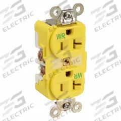 HUBBELL Receptacle: Duplex, 5-20, Yellow, 125V AC, 20 A, 2 Pole / 3 Wire (MPN HBL53CM62)