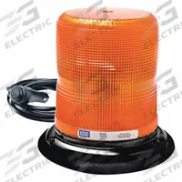 ECCO Beacon Light: Flashing Beacon, Amber, 6 11/16 in Overall Ht, LED, 12-24V DC (MPN 7970A-VM). Key specifications — Operating Voltage: 12-24V DC; Number of Flash Patterns: 11; Includes: 15 ft Cord with On/Off Switch; Electrical Connection: Lighter Plug; Mount Type: Suction; Brand: ECCO; Shape: Round; Lighting SAE Class Rating: SAE Class 1.