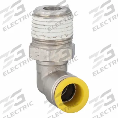 PARKER Push-Fit Elbow Fitting: 12 mm OD x 1/2 mm Pipe Size, Push-to-Connect x BSPT - Nickel-Plated Brass Tube Fittings