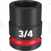 MILWAUKEE Standard Impact Socket: 1/2 in Drive Size, SAE, 3/4 in Socket Size, 6-Point, Std, Friction (MPN 49-66-6206). Key specifications — attr1215501: MILWAUKEE; attr1215515: Black Phosphate; attr1215518: 3/4 in.