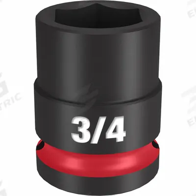 MILWAUKEE Standard Impact Socket: 1/2 in Drive Size, SAE, 3/4 in Socket Size, 6-Point - 1/2" Drive Impact Sockets