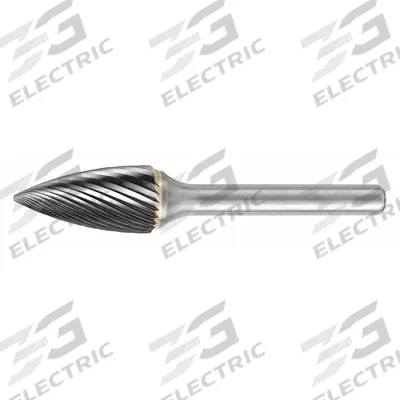 WIDIA METAL REMOVAL Carbide Bur: Pointed-End Tree, SG-53, Single Cut, 3/16" x 1/2" Head - Single-Cut Pointed-End Tree Burs