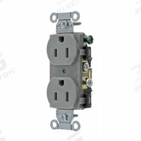 BRYANT Receptacle: Duplex, 5-15, Gray, 125V AC, 15 A, 2 Pole / 3 Wire (MPN CRS15GRY)