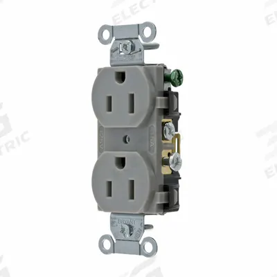 BRYANT Receptacle: Duplex, 5-15, Gray, 125V AC, 15 A, 2 Pole / 3 Wire (MPN CRS15GRY) - General Purpose Receptacles