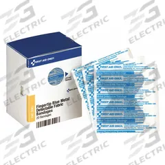 FIRST AID ONLY Adhesive Bandage: Fingertip Bandages, 1 3/4 in Wd, 2 in Lg, Metal Detectable, Fabric (MPN FAE-3040). Key specifications — Product Type: Fingertip Bandages; Unitized: Unitized; Water Resistance: Not Water Resistant; Brand: FIRST AID ONLY; Latex Content: Latex Free; Metal Detectable: Metal Detectable; Package Type: Box; Manufacturer Part Number: FAE-3040.