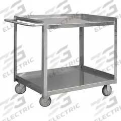 APPROVED VENDOR Utility Cart: 600 lb, 30 in L x 16 in W Shelf, 2 Shelves, Silver, Flat (MPN SRSC2016302FLD4PU). Key specifications — Caster/Wheel Configuration: (4) Swivel; Brand: APPROVED VENDOR; Caster Wheel/Tread Material: Polyurethane.