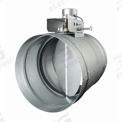 BROAN 8" Round Motorized Damper: For 8 in Dia, 10 in L, 10 in H, Galvanized Steel - Fresh Air Intake Dampers