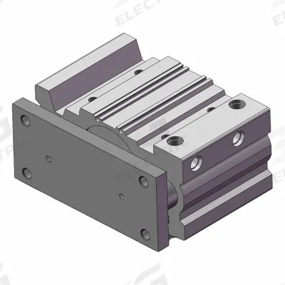 SMC Guided Cylinder: 63 mm Bore Dia, 25 mm Stroke Lg, Slide Bearing, Through Hole Mounting - Guided Compact Cylinders