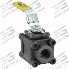 JOMAR VALVE Manual Two-Way Ball Valve: 1/2 in, Carbon Steel, Straight, FNPT x FNPT, Three-Piece (MPN T-CS-2001N-SS-4B). Key specifications — Brand: JOMAR VALVE; Handle: Locking Lever.