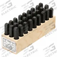 YOUNG BROS. STAMP WORKS Hand Stamp Kit: A thru Z/A thru Z, Period/Period (.), 5/32 in Character Ht (MPN 04273). Key specifications — Material: Steel; Brand: YOUNG BROS. STAMP WORKS; Characters Included: Period (.).