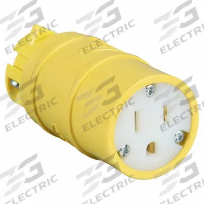HUBBELL Straight Blade Connector: 5-15R, 125V AC, 15 A, 2 Pole, 3 Wire, Yellow (MPN HBL1547) - General Purpose Connectors