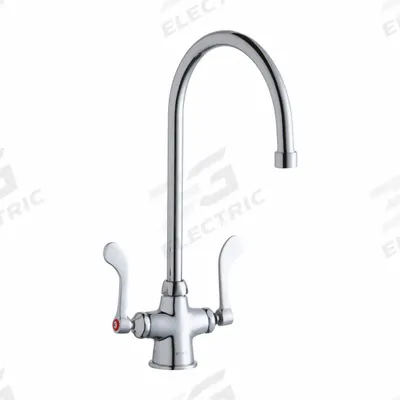 ELKAY Handle-Operated Faucet: Elkay, Brass, Centerset, Deck, 1 Mounting Holes - Centerset Kitchen Faucets