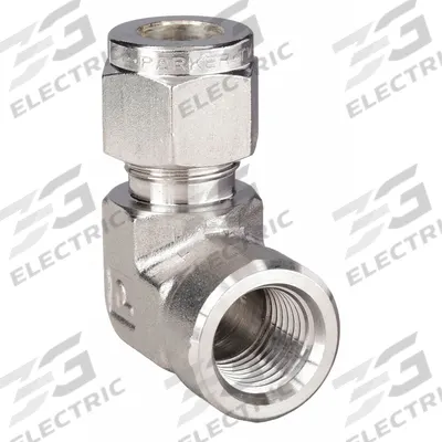PARKER Compression Fitting Elbow: 1/8 in OD x 1/4 in Pipe Fitting Size - Double-Ferrule Stainless Steel Fittings