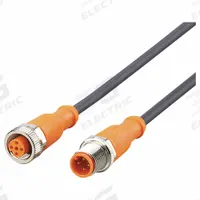 Double-Ended Cordset: M12 Male Straight X M12 Female Straight, 4 Pins, Black, PUR, 10 m Cable Lg (MPN EVC108). Key specifications — Cable Jacket Color: Black; End 1 Gender: Male; End 1 Mounting Orientation: Straight; End 2 Gender: Female; End 2 Mounting Orientation: Straight; End 2 Connection Type: M12; IP Rating: IP69K; Brand: IFM.