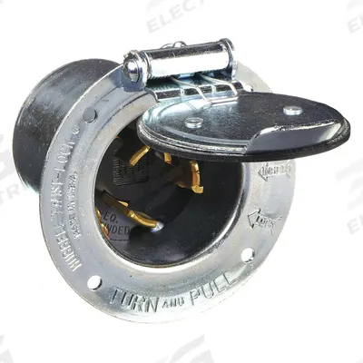 HUBBELL Locking Inlet: Non-NEMA, Silver, 250V DC/600V AC, 50 A, 3 Pole - General Purpose Inlets